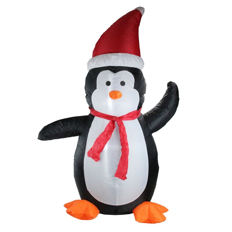 Northlight 4' Black and White Inflatable Festive Penguin Christmas Yard Decor, 1 of 5