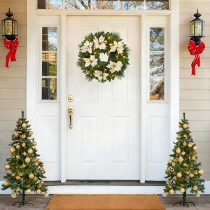 24" Christmas Wreath with Pine Cones , Front Door Christmas Wreath, Winter Christmas Decoration for Window Door Indoor Outdoor - 1 of 4