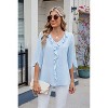 Coolmee Women's Dressy Casual Blouses 3/4 Sleeve V Neck Ruffle Tops Business Ladies Summer Work Shirt - 4 of 4