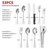 Aoibox 53-Piece Stainless Steel Flatware Set for 8 with Drawer Organizer, Includes Spoons, Forks, Steak Knives & Serving Utensils, Mirror Polished - 4 of 4