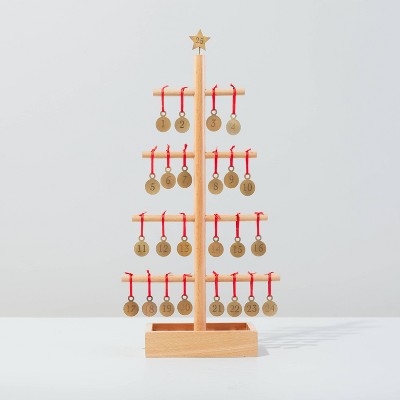 20.8" Wooden Christmas Advent Calendar Tree with Metal Charms - Hearth & Hand™ with Magnolia