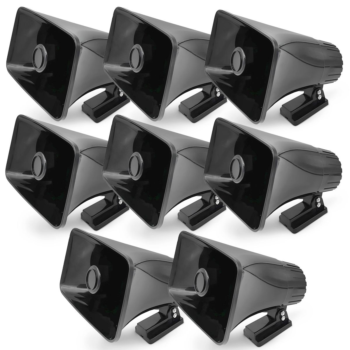 Pyle 6" Portable PA Horn Speaker for Indoor or Outdoor Use with 50W Peak Power, Lightweight and Compact Design and Broad Sound Coverage, Black, 8 Pack