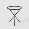 Modern Minimalist Intersecting Tripod Leg Side Table Black/Faux White Marble - Saracina Home: Powder-Coated Steel Frame, 21" Height - 3 of 4