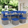 Garvee 7 Piece Outdoor Sectional Sofa with Dining Table,Patio Sectional Sofa Conversation Set All Weather Wicker Rattan Couch Dining Table & Chair - 2 of 4