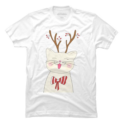 Men's Design By Humans Christmas cat By Rasheb T-Shirt