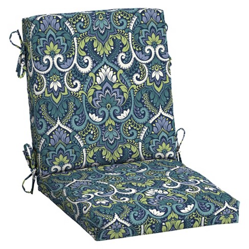 Arden Selections Outdoor Midback Chair Cushion 18 X 16.5 Water Repellent Fade Resistant 18 X 16.5 Sapphire Aurora Blue Damask Target