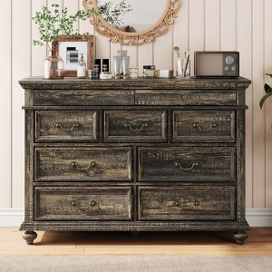 Zstar Wooden Dresser, 9 Drawer Dresser with Large Storage Unit & Vintage Metal Handles for Bedroom, Living Room, Entrance - 1 of 4