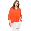 Agnes Orinda Women's Plus Size Sheer 3/4 Sleeve Flowy Split V Neck Blouses - 3 of 4