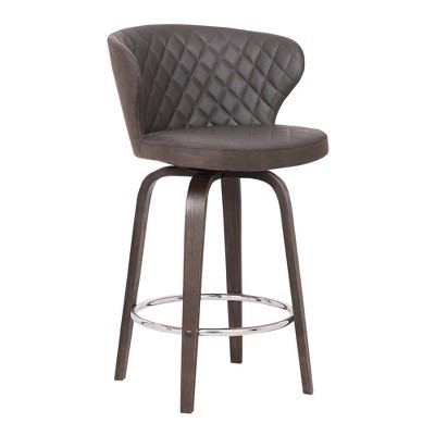 30" Mynette Swivel Faux Leather Barstool Brown - Armen Living