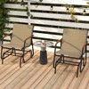 Tangkula Patio Glider Chair Set of 2 w/ Curved Teak Armrests & Breathable Fabric Seat - 2 of 4