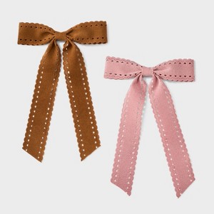 Suede Bow Hair Clip Set 2pk - Universal Thread™ Brown/Pink - 1 of 3