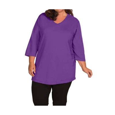 Women's 3/4 Sleeve V-Neck Tee - Plus - On The Plus Side
