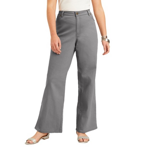 June + Vie Women’s Plus Size Curvie Fit Wide-leg Jeans, 20 W - Grey ...