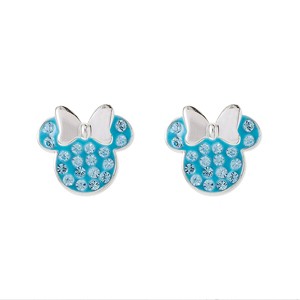 Disney Womens Minnie Mouse Sterling Silver Pave Crystal Birthstone Stud Earrings - 1 of 4