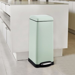 8 Gallon Kitchen Trash Can, Stainless Steel Rectangular Rubbish Bin with Removable Inner Bucket, 30 Liter Step Recycling Bin with Soft Close Lid - 1 of 4