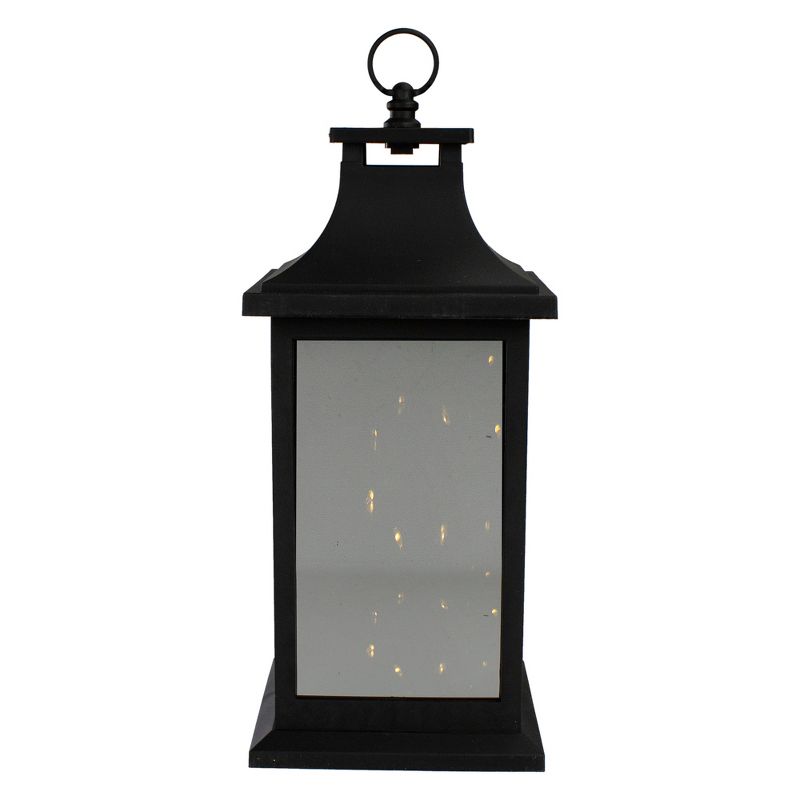 Northlight 12" Black LED Lighted Battery Operated Lantern with Flickering Light, 3 of 4