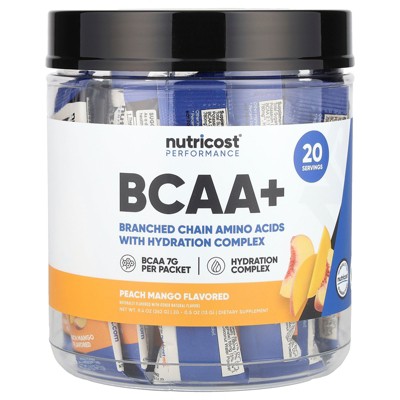 Nutricost Performance, BCAA+, Peach Mango, 20 Packets, 0.5 oz (13 g) Each