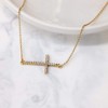 Dicksons Horizontal Cross with Jewel-Tone Accents Gold-Plated 18-Inch Pendant Necklace - 2 of 3