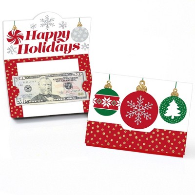 Big Dot of Happiness Ornaments - Holiday and Christmas Party Money and Gift Card Holders - Set of 8