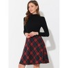INSPIRE CHIC Women's Christmas Plaids Vintage Tartan Elastic Waist Knee Length A-Line Skirt - 2 of 4
