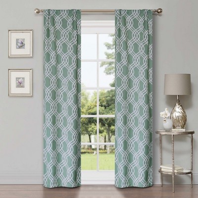 Scrolling Ribbon Trellis Room Darkening Semi-Blackout Curtains, Set of 2 by Blue Nile Mills