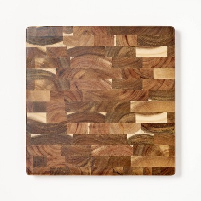 14x14 End Grain Acacia Wood Cutting Board Natural - Figmint