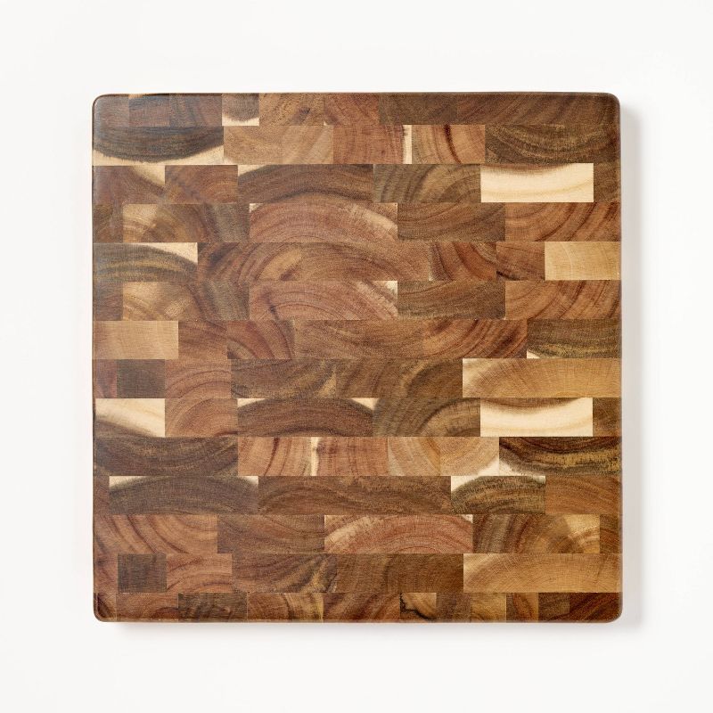 14&#34;x14&#34; End Grain Acacia Wood Cutting Board Natural - Figmint&#8482;, 4 of 9