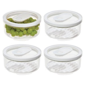 iDesign Round Produce Bin with Drainage Tray and Lid - Set of 4 - Clear - 1 of 4