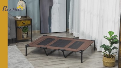 PawHut Red Elevated Steel Frame Dog Bed with Mesh
