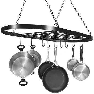 Sorbus Pot and Pan Oval Rack for Ceiling with Hooks - Multi-Purpose Organizer for Home, Restaurant, Kitchen Cookware, Utensils, Household