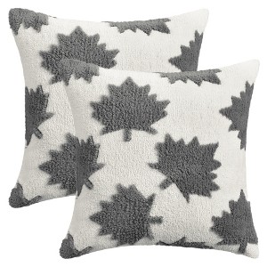 REGALWOVEN Pack of 2 Maple Leaf Jacquard Decorative Throw Pillow Covers Soft Cushion Cases for Couch Sofa Living Room - 1 of 4
