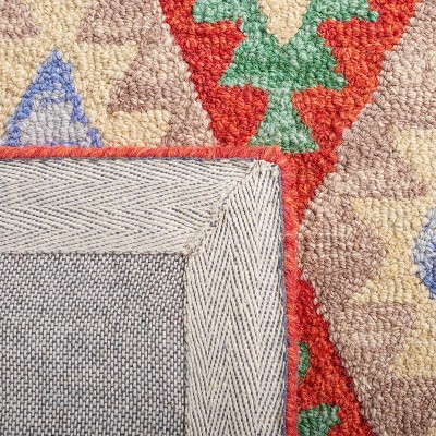 Aspen Blue and Red Wool Tribal Runner Rug