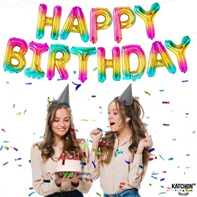 KatchOn, Rainbow Happy Birthday Balloons Letters - 16 Inch |Rainbow Birthday Decorations