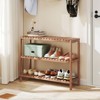 Tangkula 3-Tier Side Table Teak Wood Stand Utility Storage Shelf Organizer Entryway Bench - 3 of 4