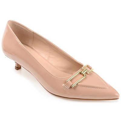 Journee Collection Women's Rumi Kitten Heel Loafer Pointed Toe Pumps