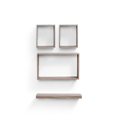 Syemin Decorative Wall Shelf Floating Shelves Wall Mounted Wood Shelf Hanging Bathroom Shelf Home Wall Decor Corner Shelf, Beige, 17.71"*3.93"*1.97"