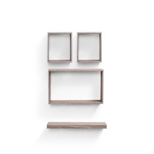 Syemin Decorative Wall Shelf Floating Shelves Wall Mounted Wood Shelf Hanging Bathroom Shelf Home Wall Decor Corner Shelf, Beige, 17.71"*3.93"*1.97" - 1 of 4