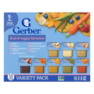 Gerber Baby Food Stage 2 Fruit & Veggie Puree Tubs 16 Variety Pack - 128oz - 1 of 4