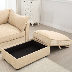 PAGED 34" Chenille Fabric Ottoman with Storage, Modern Sectional Sofa Footstool Module, Entryway Shoe Bench for Living Room, Bedroom - 1 of 4