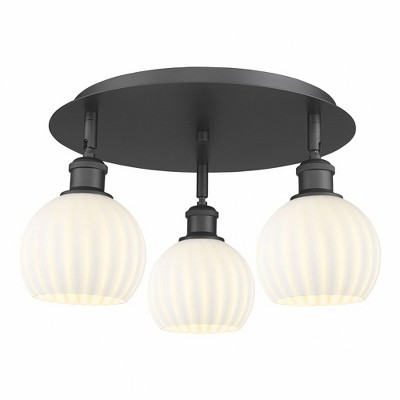 White Venetian - 3 Light Flush Mount In Modern Style-9 Inches Tall and 17.75 Inches Wide