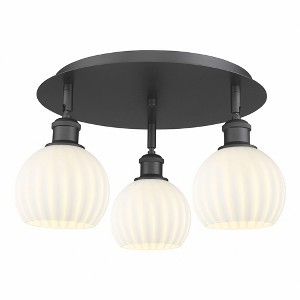 White Venetian - 3 Light Flush Mount In Modern Style-9 Inches Tall and 17.75 Inches Wide - 1 of 1