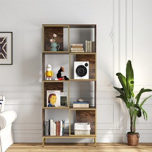 4 Tier Industrial Bookcase, 70.8" Tall Narrow Bookshelf, Floor Standing Bookcase with Storage, Display Storage Shelf for Bedroom Living Room Office - 1 of 4