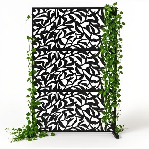 Orieon 70"H x 47"W Outdoor Metal Privacy Screen – Freestanding Decorative Garden Fence, Rustproof Patio Divider & Trellis. - 1 of 4