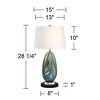 Possini Euro Design Pablo Modern Table Lamp with Round Black Marble Riser 27" Tall Blue Green Art Glass White Shade for Bedroom Living Room Bedside - 4 of 4