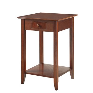 HomeStock Classic 1 Drawer End Table with Spacious Shelf, Solid Pine Legs and Ash Veneer Top for Living Room or Bedroom - 1 of 4