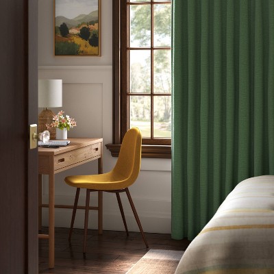 Green Velvet Blackout Window Curtain Panel with Rod Pocket
