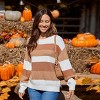 Women's Brown & White Stripe Round Neck Long Sleeve Sweater - Cupshe - 3 of 4