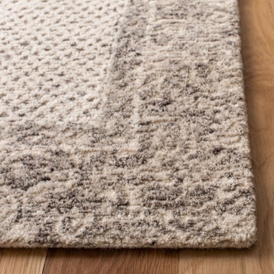 Ivory & Grey Abstract Hand-Tufted Wool Square Rug - 4' x 4'