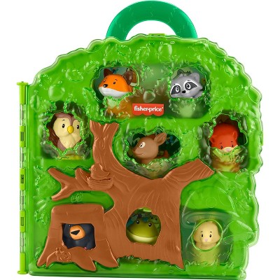 TEMI Little People Toddler Toy Forest Friends Carry Case Playset with Animal Figures for Pretend Play Kids Ages 1+ Years