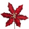 Northlight 8" Glittered Burgundy Velvet Poinsettia Floral Christmas Pick Spray - 3 of 4